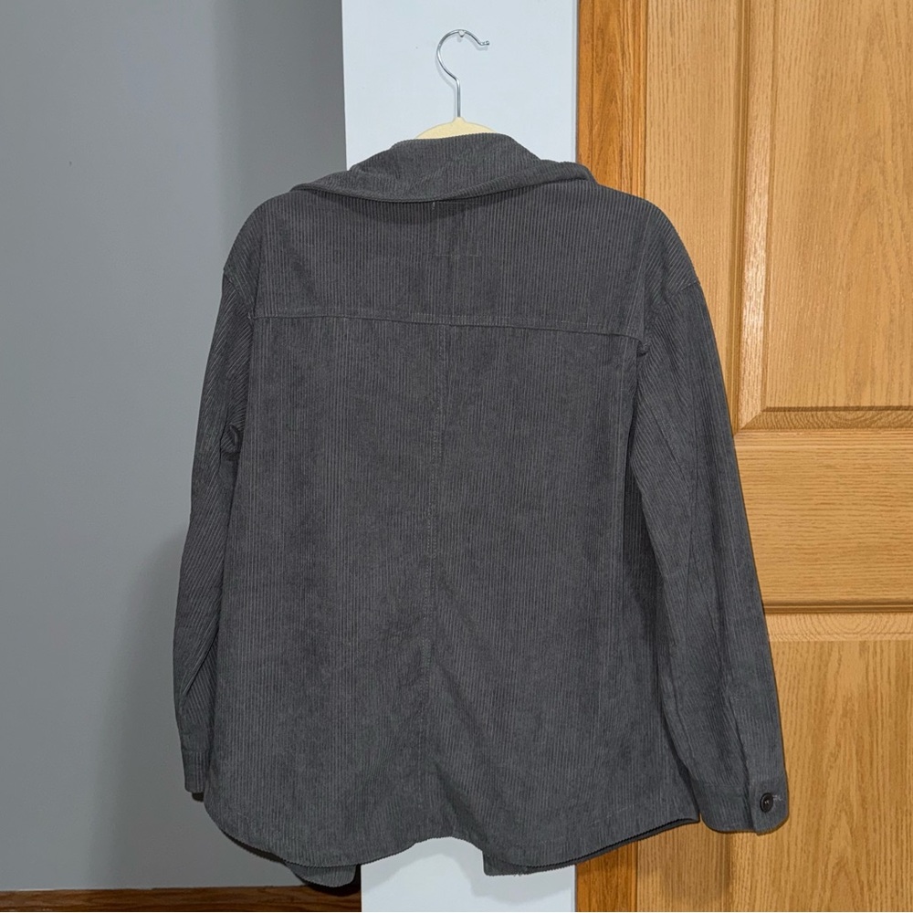Avec Les Filles Women's Gray Classic Corduroy Shacket Shirt Jacket Size Medium - Picture 2 of 6